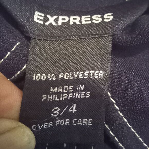 Express Short Sleeve Shirt Dress-Size 3/4-Contrast Stitching-Pockets-Collared - Picture 9 of 9